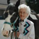 Peggy Narducci and Dino on May 5, during one of Narducci&rsquo;s twice-a-day
visits with her ailing horse at UC Davis.