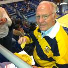 Photo: Chancellor Emeritus Larry Vanderhoef at the men's basketball game, Jan. 5, 2012.