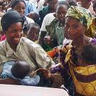 Two women with babies in an African hospital