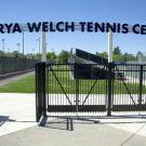 Photo: Improved entryway at Marya Welch Tennis Center (new sign and new wrought-iron gate)