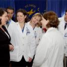 Sen. Deborah Ortiz talks with Class of 2007 medical students. She was among the dignitaries on hand for the Feb. 24 groundbreaking. 
