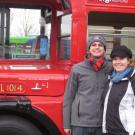 Photo: Mike and Maria Quillici at Ensignbus in London, posing in front of RTL 1014.