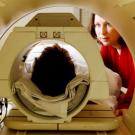 UC Davis assistant professor in psychology Susan Rivera gets a subject ready for a functional MRI scan. Functional magnetic resonance imaging represents the next step in MRI scans. It allows researchers to study changing  activity in healthy bra