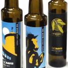 Photo: Three bottles of 2013 UC Davis olive oil (Silo, Gunrock and Estate)