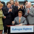 Gov. Arnold Schwarzenegger signs the executive order to launch the nation&rsquo;s first Hydrogen Highway Network April 20 at UC Davis.  