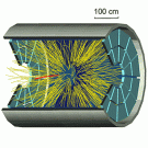 Rendering: three-dimensional cylinder showing yellow lines eminating from within