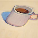 painting of coffee cup by Wayne Thiebaud